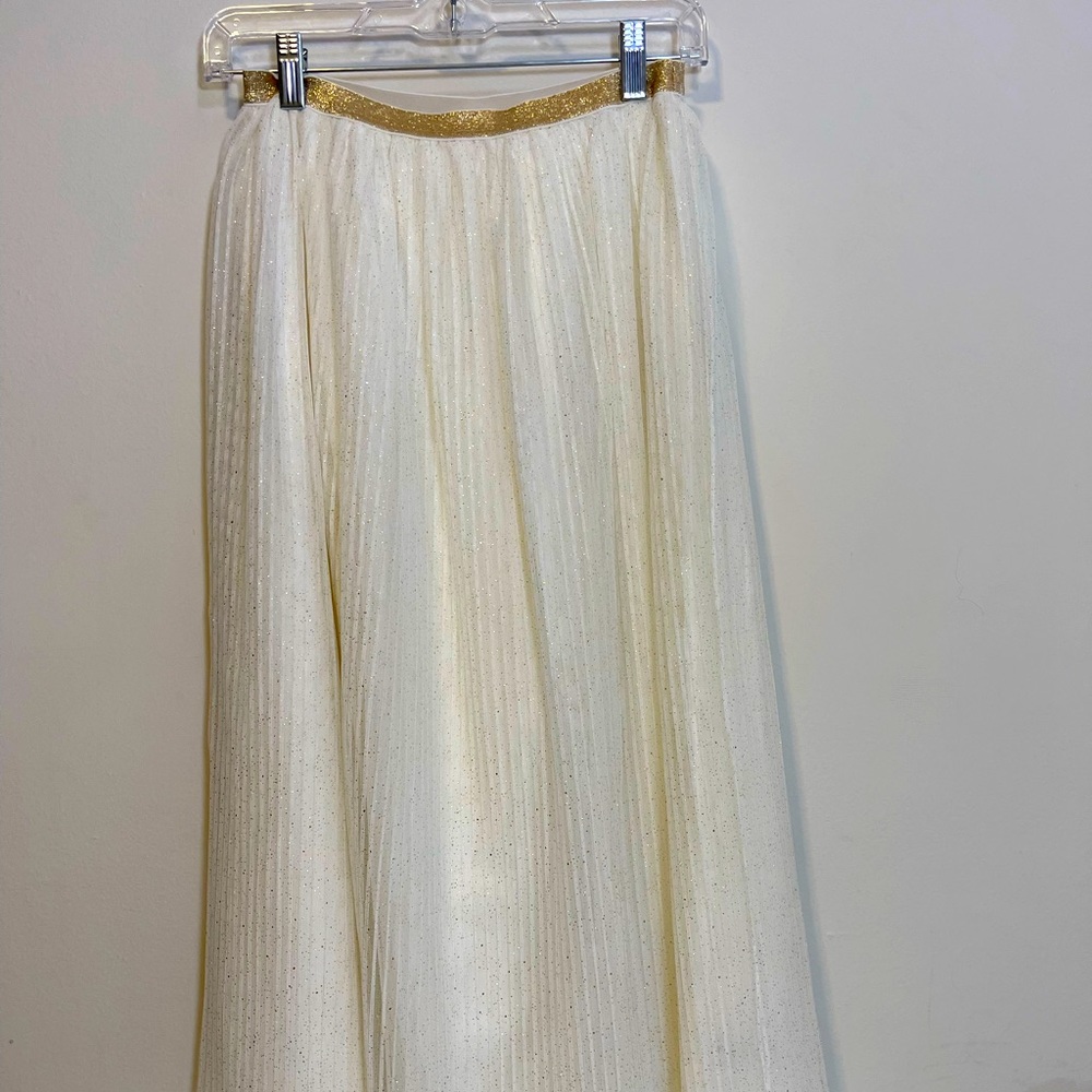 White Maxi  Sparkle Skirt Evening Party L 10/12 3 Layers